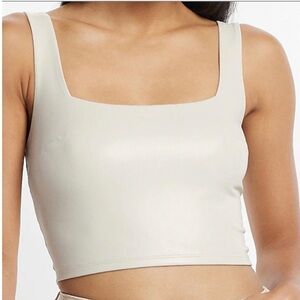 Express Sandshell Body Contour Cropped Faux Leather Top size Medium